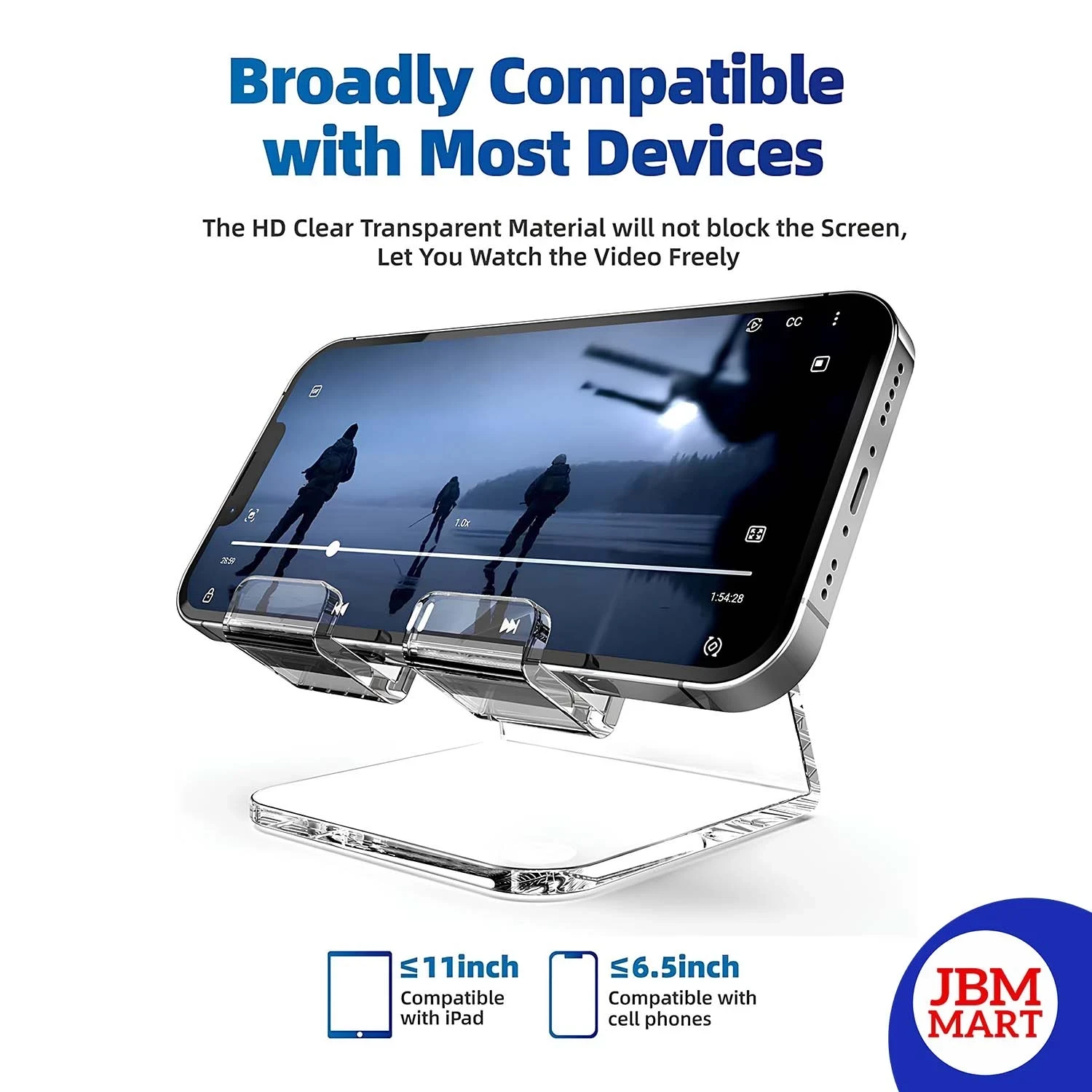 JBM Mart Crystal Clear Acrylic Mobile Phone Stand for Desk image 2