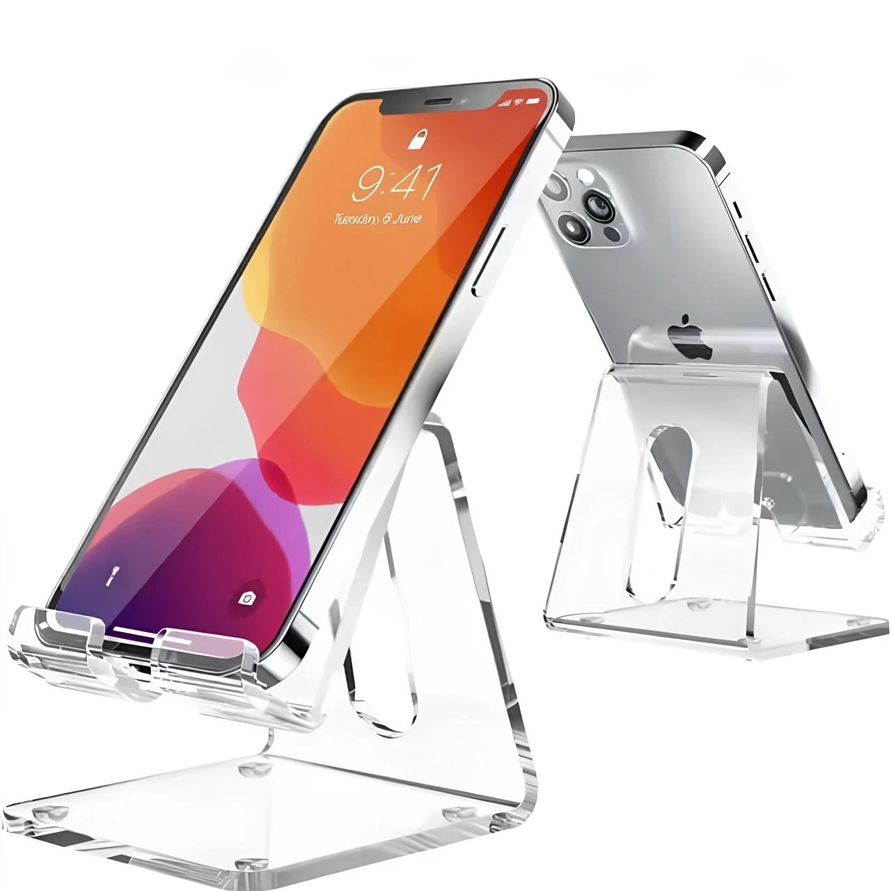 JBM Mart Crystal Clear Acrylic Mobile Phone Stand for Desk