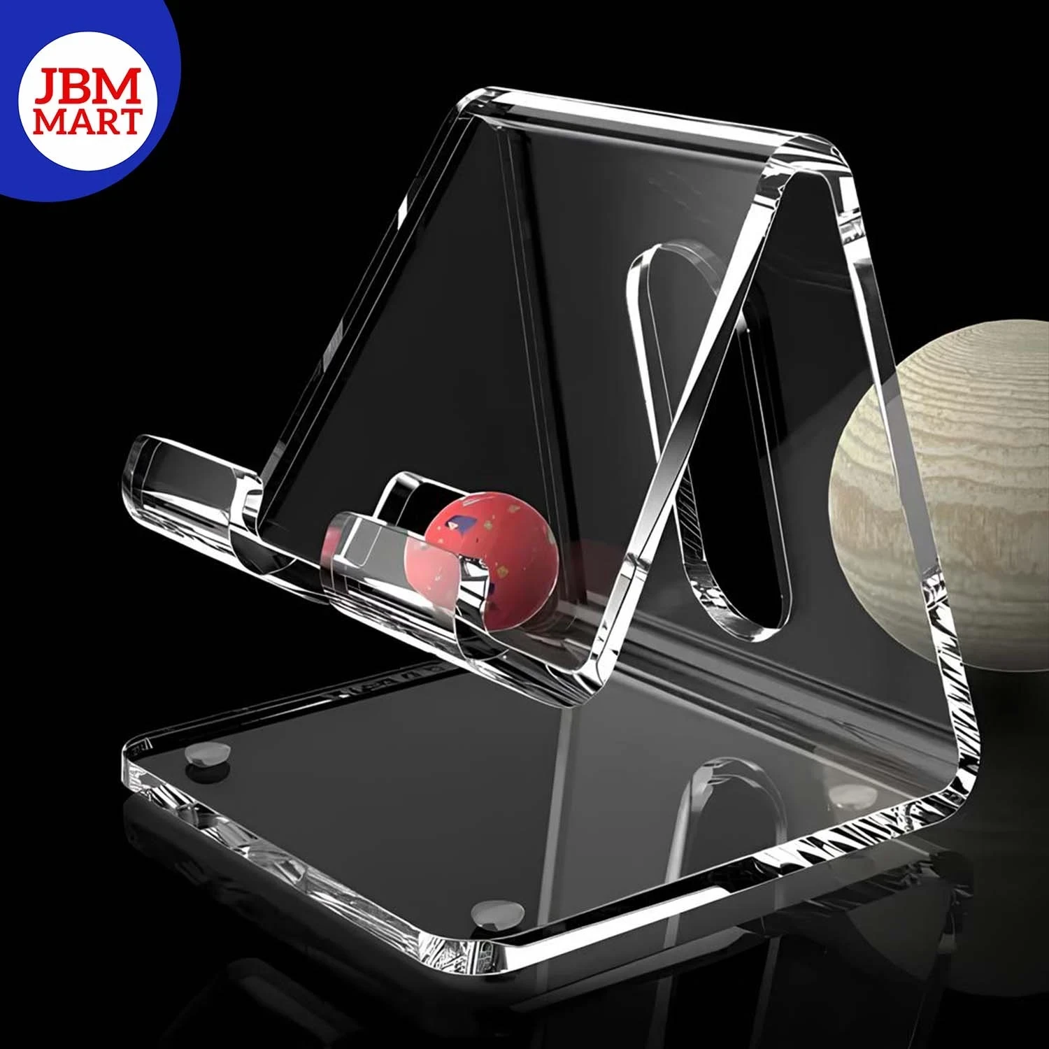JBM Mart Crystal Clear Acrylic Mobile Phone Stand for Desk image 3